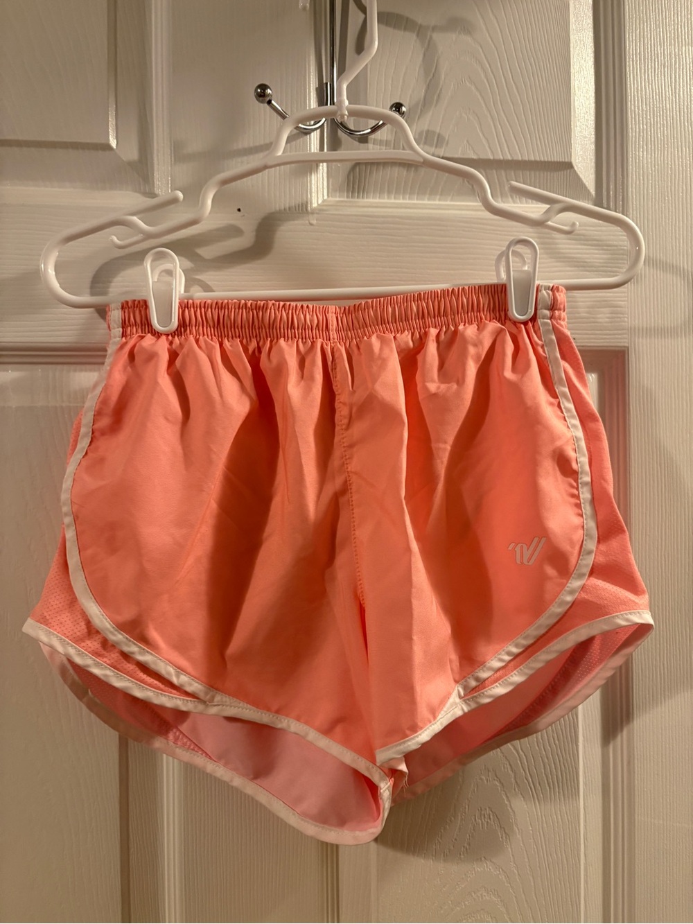 Varsity Cheer Coral Athletic Shorts with White Trim